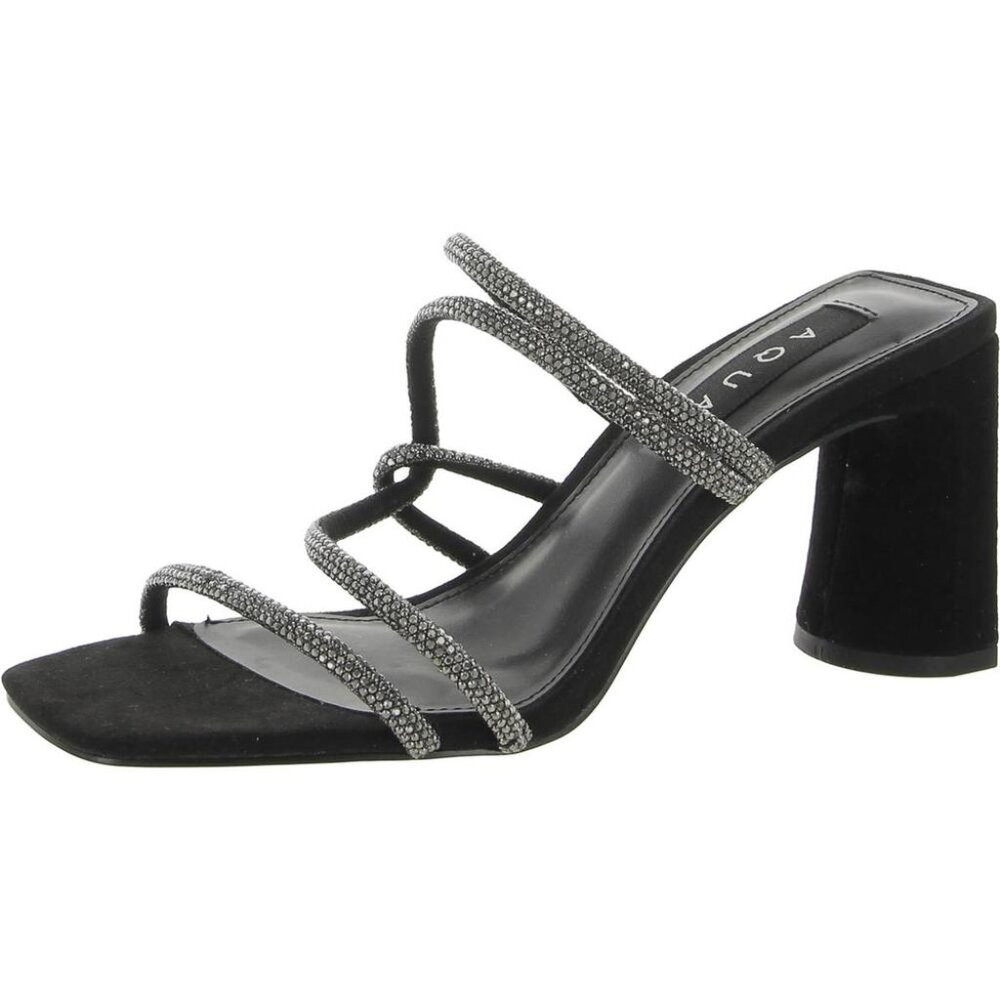 Aqua Women's Livyr Rhinestone High Heel Slide Sandals Slip-On Heels - Sz 6.5 B